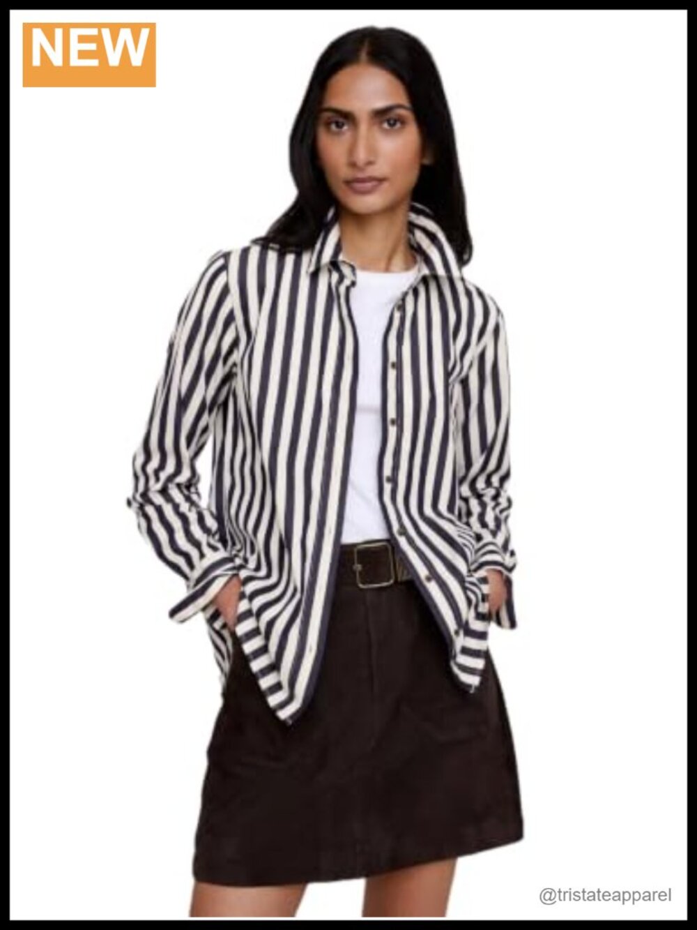 100% Cotton Poplin Long Sleeve Button Down Shirt with Shell Buttons